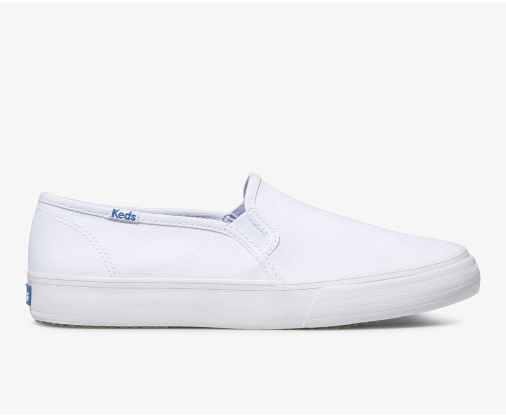 Slip Ons Keds Femme Blanche - Double Decker Toile - 925-XUHEGO